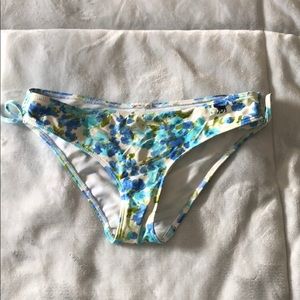Blue floral print bathing suit bottom